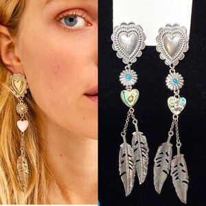 New - Free People Cactus Flower Silver Dangle Earrings